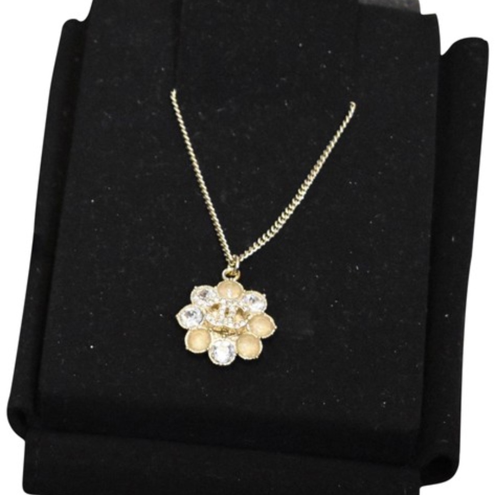 Chanel Silver Flower Pendant Necklace